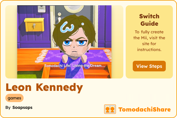 Leon Kennedy, a male Mii  with tags: games