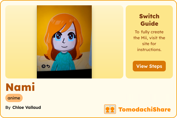 Nami, a female Mii  with tags: anime