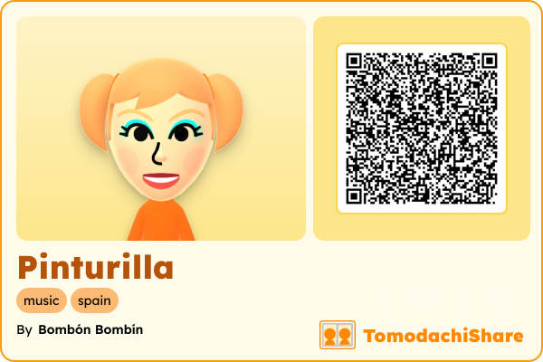 Pinturilla, a female Mii  with tags: music, spain