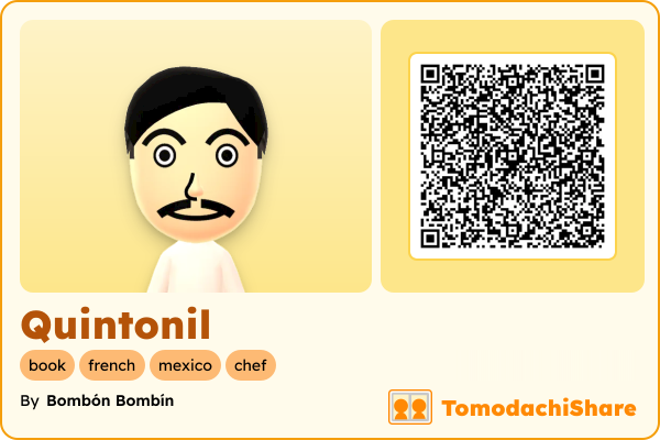 Quintonil, a male Mii  with tags: book, french, mexico, chef