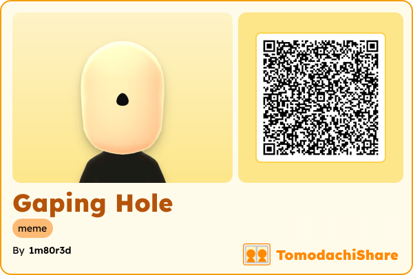 Gaping Hole, a male Mii  with tags: meme