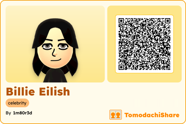 Billie Eilish, a female Mii  with tags: celebrity
