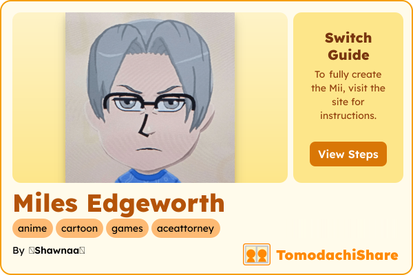 Miles Edgeworth, a male Mii  with tags: anime, cartoon, games, aceattorney