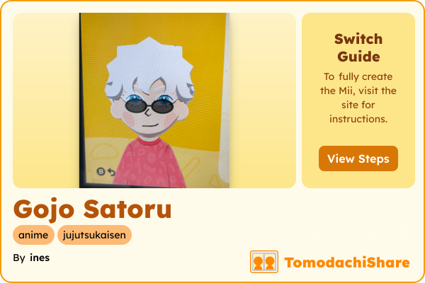 Gojo Satoru, a male Mii  with tags: anime, jujutsukaisen
