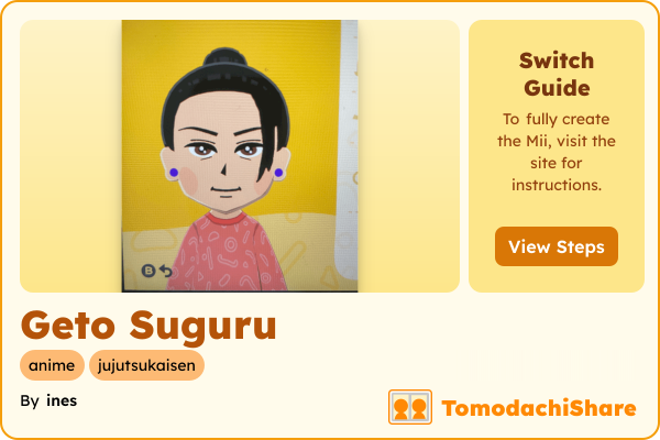 Geto Suguru, a male Mii  with tags: anime, jujutsukaisen