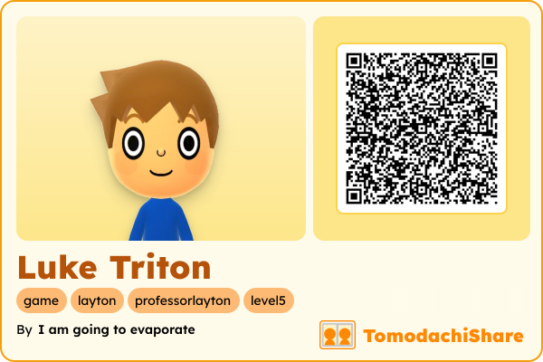 Luke Triton, a male Mii  with tags: game, layton, professorlayton, level5
