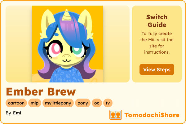Ember Brew, a male Mii  with tags: cartoon, mlp, mylittlepony, pony, oc, tv