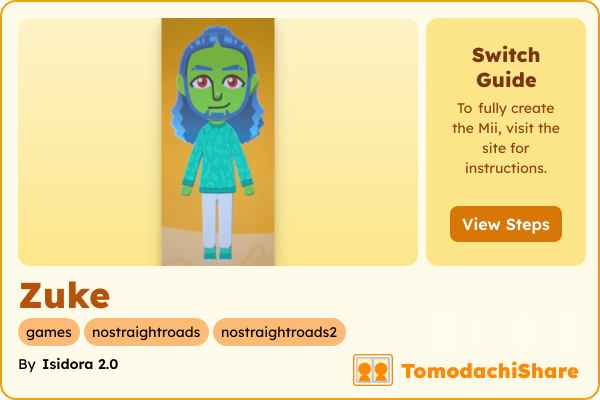 Zuke, a male Mii  with tags: games, nostraightroads, nostraightroads2