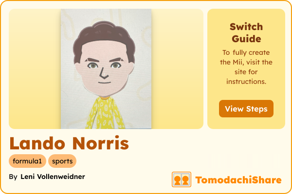 Lando Norris, a male Mii  with tags: formula1, sports