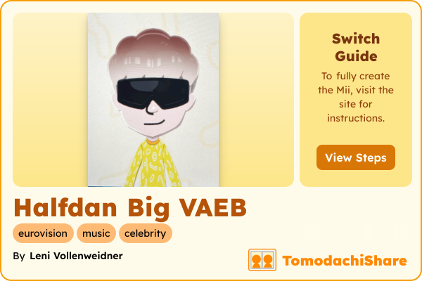 Halfdan Big VAEB, a male Mii  with tags: eurovision, music, celebrity