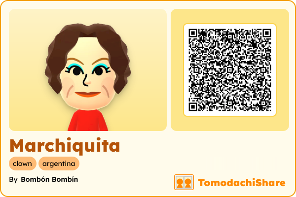 Marchiquita, a female Mii  with tags: clown, argentina