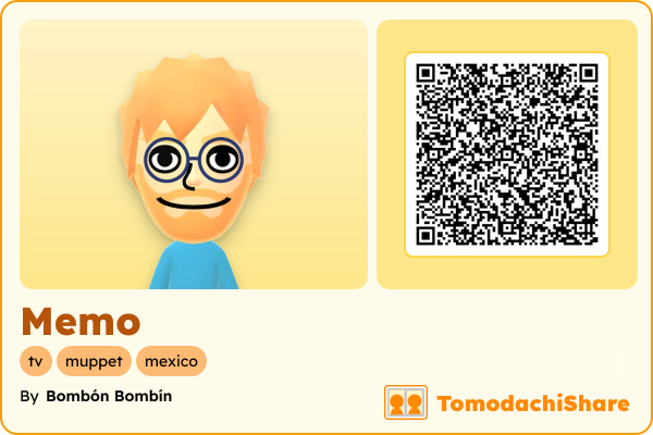 Memo, a male Mii  with tags: tv, muppet, mexico