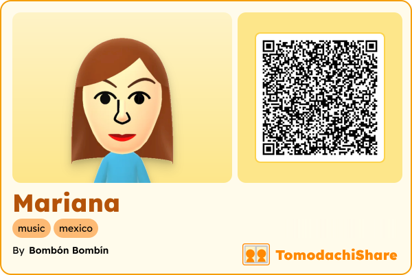 Mariana, a female Mii  with tags: music, mexico