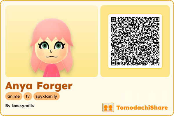 Anya Forger, a female Mii  with tags: anime, tv, spyxfamily