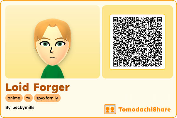 Loid Forger, a male Mii  with tags: anime, tv, spyxfamily