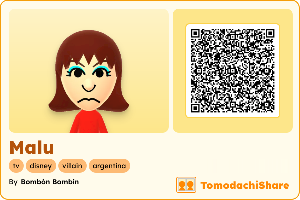Malu, a female Mii  with tags: tv, disney, villain, argentina