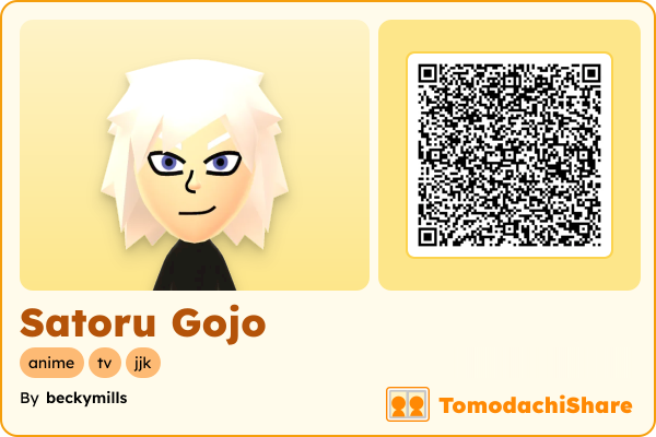 Satoru Gojo, a male Mii  with tags: anime, tv, jjk