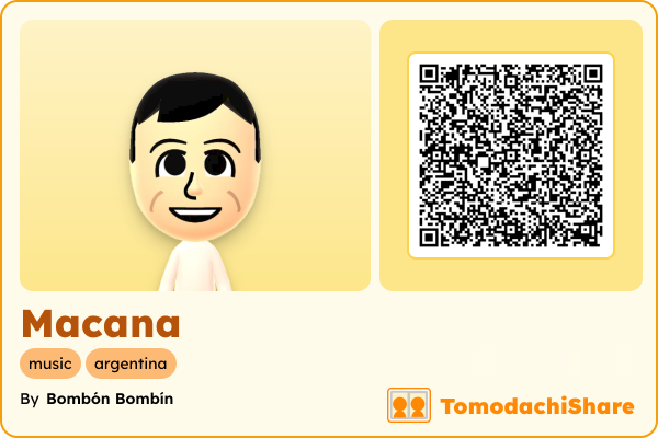 Macana, a male Mii  with tags: music, argentina