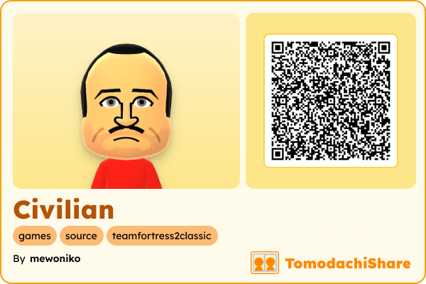 Civilian, a male Mii  with tags: games, source, teamfortress2classic