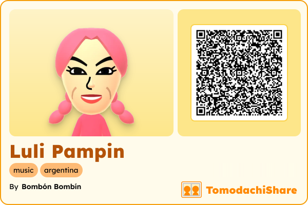 Luli Pampin, a female Mii  with tags: music, argentina
