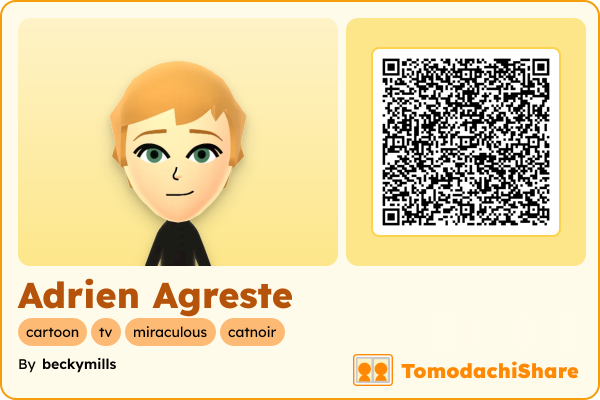 Adrien Agreste, a male Mii  with tags: cartoon, tv, miraculous, catnoir