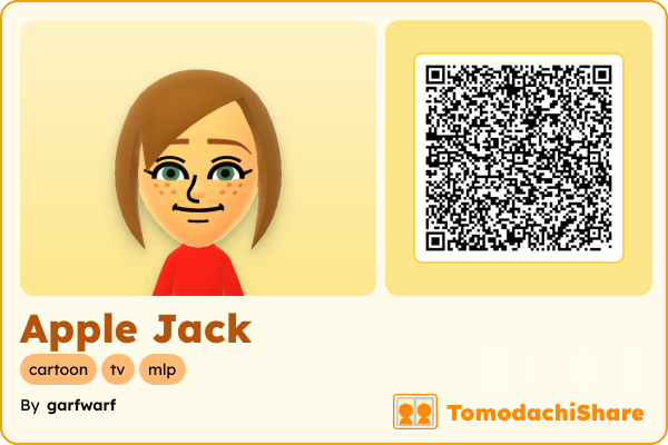 Apple Jack, a female Mii  with tags: cartoon, tv, mlp