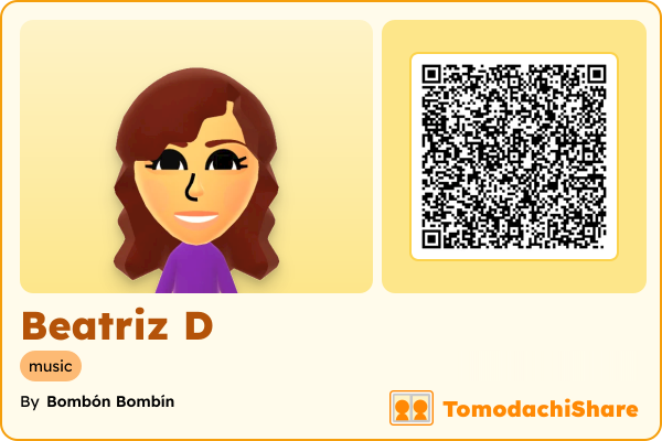 Beatriz D, a female Mii  with tags: music
