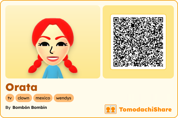 Orata, a female Mii  with tags: tv, clown, mexico, wendys