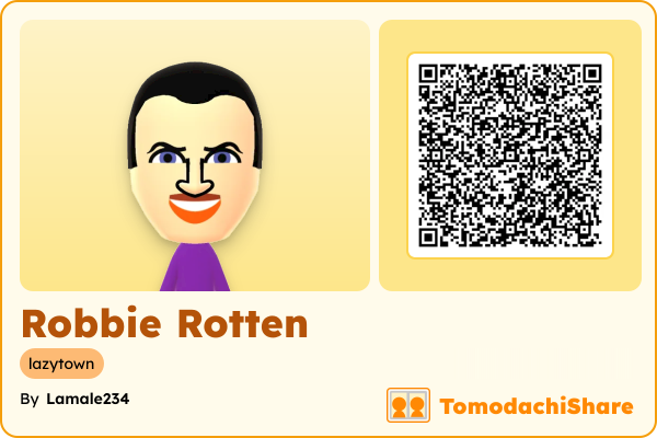 Robbie Rotten, a male Mii  with tags: lazytown