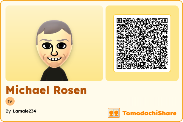 Michael Rosen, a male Mii  with tags: tv