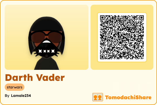 Darth Vader, a male Mii  with tags: starwars