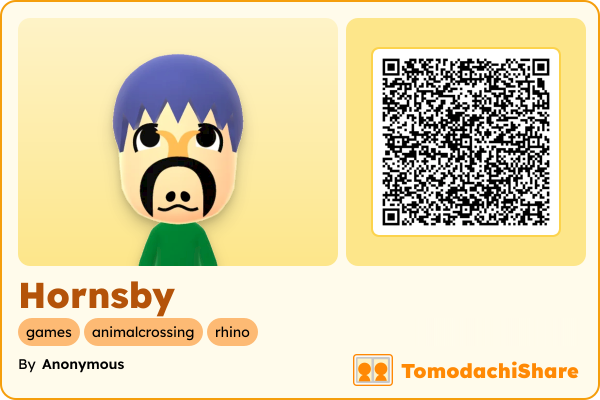 Hornsby, a male Mii  with tags: games, animalcrossing, rhino