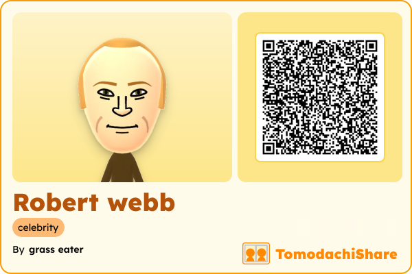 Robert webb, a male Mii  with tags: celebrity