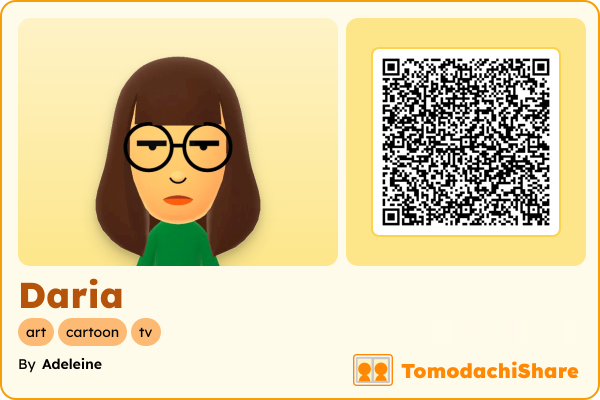Daria, a female Mii  with tags: art, cartoon, tv