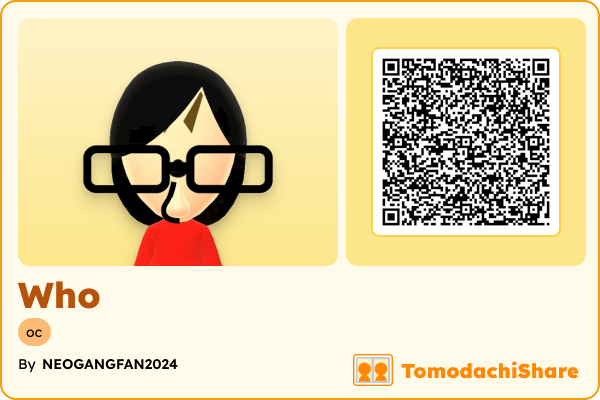 Who, a female Mii  with tags: oc