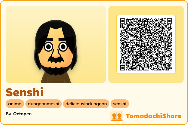 Senshi, a male Mii  with tags: anime, dungeonmeshi, deliciousindungeon, senshi