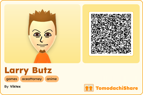 Larry Butz, a male Mii  with tags: games, aceattorney, anime