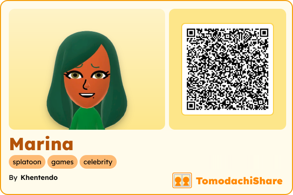 Marina, a female Mii  with tags: splatoon, games, celebrity