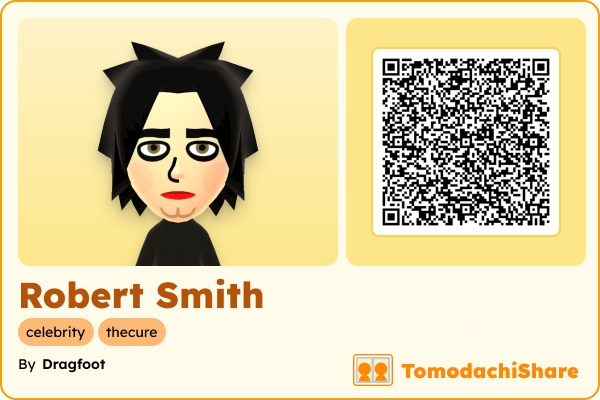 Robert Smith, a male Mii  with tags: celebrity, thecure