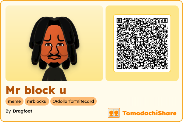 Mr block u, a male Mii  with tags: meme, mrblocku, 19dollarfortnitecard