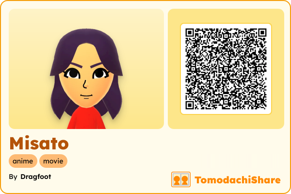 Misato, a female Mii  with tags: anime, movie