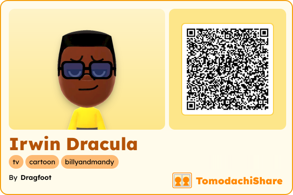 Irwin Dracula, a male Mii  with tags: tv, cartoon, billyandmandy
