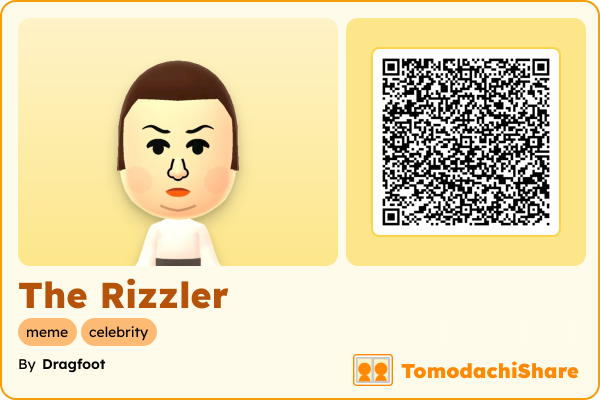 The Rizzler, a male Mii  with tags: meme, celebrity