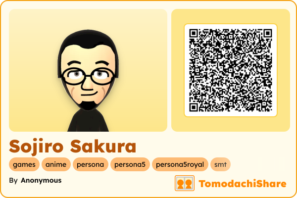 Sojiro Sakura, a male Mii  with tags: games, anime, persona, persona5, persona5royal, smt