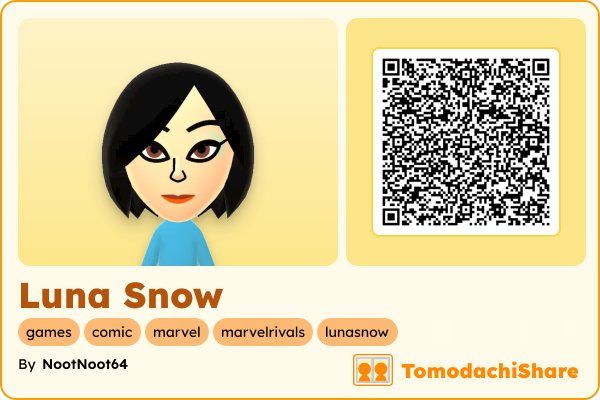Luna Snow, a female Mii  with tags: games, comic, marvel, marvelrivals, lunasnow
