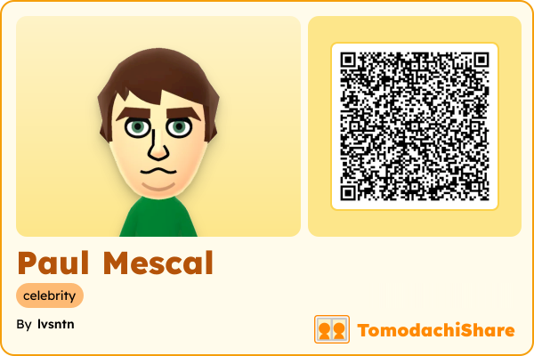 Paul Mescal, a male Mii  with tags: celebrity