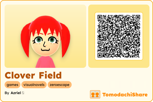 Clover Field, a female Mii  with tags: games, visualnovels, zeroescape