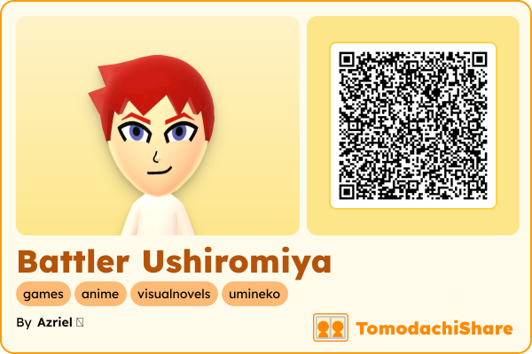 Battler Ushiromiya, a male Mii  with tags: games, anime, visualnovels, umineko