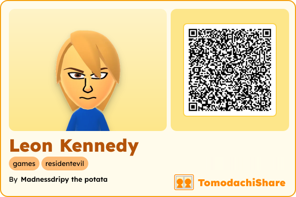 Leon Kennedy, a male Mii  with tags: games, residentevil