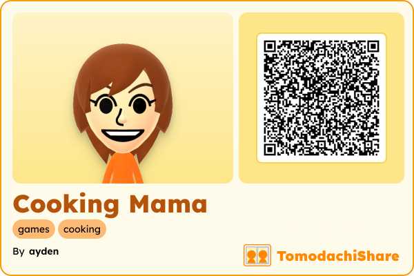 Cooking Mama, a female Mii  with tags: games, cooking